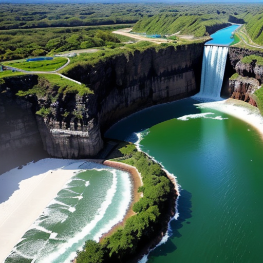Paisaje natural, icono de la principal fuente de energia renovable para el hidrógeno verde