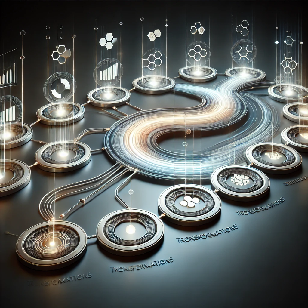 Una representación visual intuitiva de Pentaho PDI con su logo, destacando tuberías de datos interconectadas, nodos de transformación y elementos visuales que simbolizan el flujo de integración de datos.